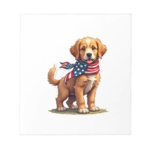 Amerikaanse Gouden Puppy Vintage Patriottisch T-sh Notitieblok
