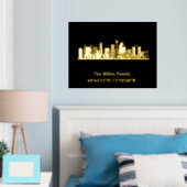Amerikaanse gouden skyline lengtegraad breedtegraa folie afdrukken (Insitu (Slaapkamer))