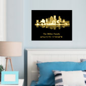 Amerikaanse gouden skyline lengtegraad breedtegraa folie afdrukken (Insitu (Slaapkamer))