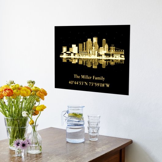 Amerikaanse gouden skyline lengtegraad breedtegraa folie afdrukken (Laag (Keuken))