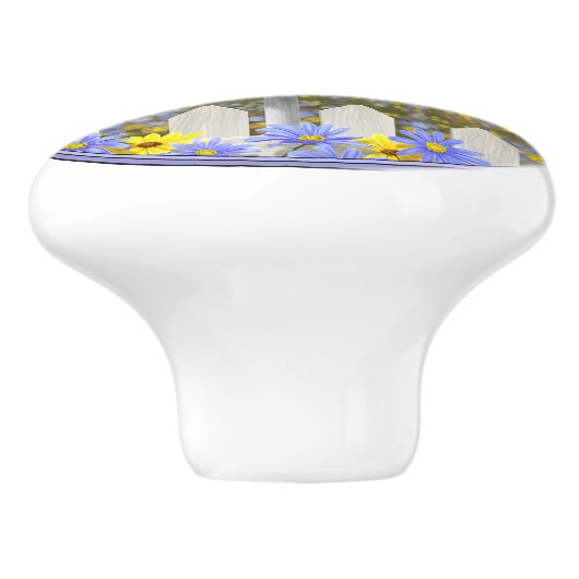 Amerikaanse goudfinch vogelhuis - bloemtuin keramische knop (Zijkant)