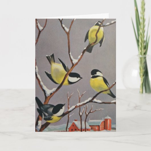 -Amerikaanse goudfinch-vogelwinterscène Feestdagen Kaart (Voorkant)