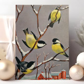 -Amerikaanse goudfinch-vogelwinterscène Feestdagen Kaart