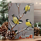 -Amerikaanse goudfinch-vogelwinterscène Feestdagen Kaart