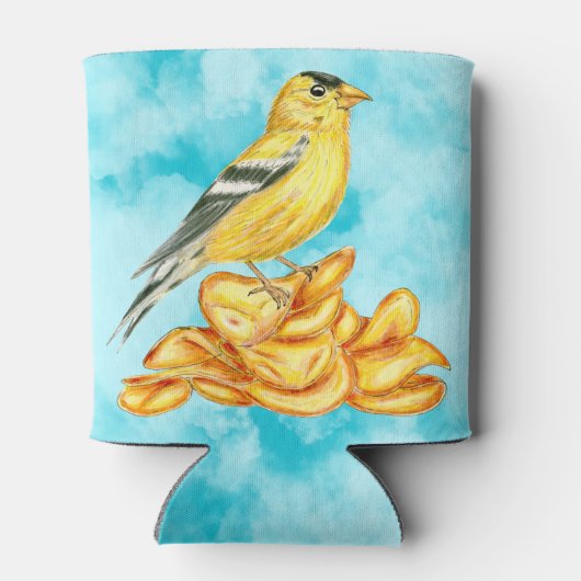 Amerikaanse goudvink aardappel chip vogel illustra blikjeskoeler (Achterkant)