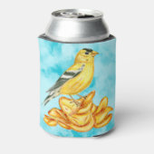 Amerikaanse goudvink aardappel chip vogel illustra blikjeskoeler (Blikje Achterkant)