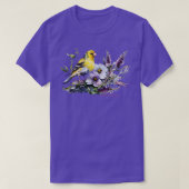 Amerikaanse goudvink achtertuin vogels lavendel tu t-shirt (Design voorkant)