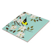 Amerikaanse goudvink en hondenbloem tegeltje (Zijkant)