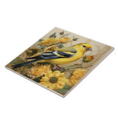 Amerikaanse goudvink, gele en zwarte vogel tegeltje (Zijkant)