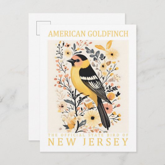 Amerikaanse goudvink vogel van New Jersey Briefkaart (Voorkant / Achterkant)