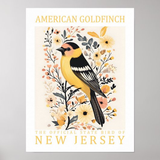 Amerikaanse goudvink vogel van New Jersey Poster (Voorkant)