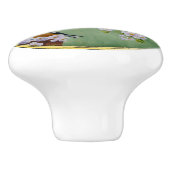 Amerikaanse goudvinken en roze appelbloesems keramische knop (Zijkant)