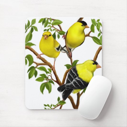 Amerikaanse goudvinken in de wijnsector Mousepad Muismat (Met muis)