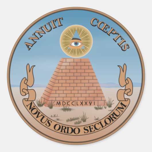 Amerikaanse Great Seal Obverse (achterkant) Ronde Sticker (Voorkant)