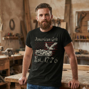 Amerikaanse Grit Est 1776 Adelaar Zwarte T-Shirt