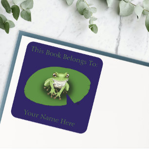 Amerikaanse Groene Boomkikker Waterlelieblad Ex Li Vierkante Sticker