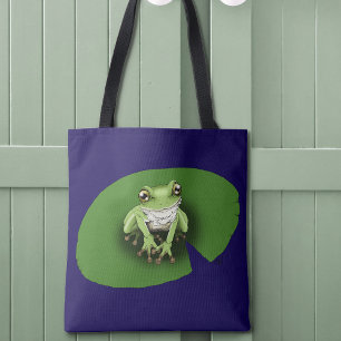 Amerikaanse Groene Boomkikker Waterlelieblad Tote Bag