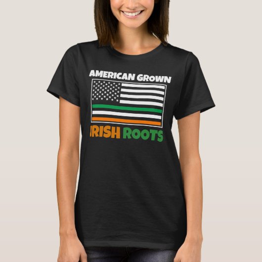 Amerikaanse Groene Ieren Roots Flag St Pattys Day  T-shirt (Voorkant)