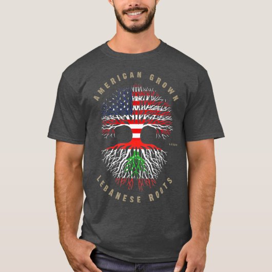 Amerikaanse Groene Libanese Roots Libanese vlag T-shirt (Voorkant)
