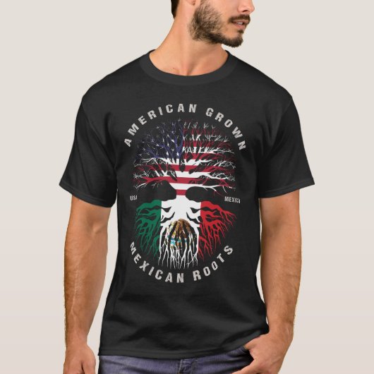 Amerikaanse Groene Mexicaanse wortels MEXICO-vlag T-shirt (Voorkant)