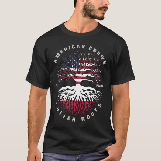Amerikaanse Groene Poolse Roots Poolse vlag T-shirt (Voorkant)