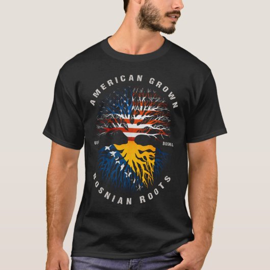 Amerikaanse Groenen Bosnisch Roots, vlag T-shirt (Voorkant)
