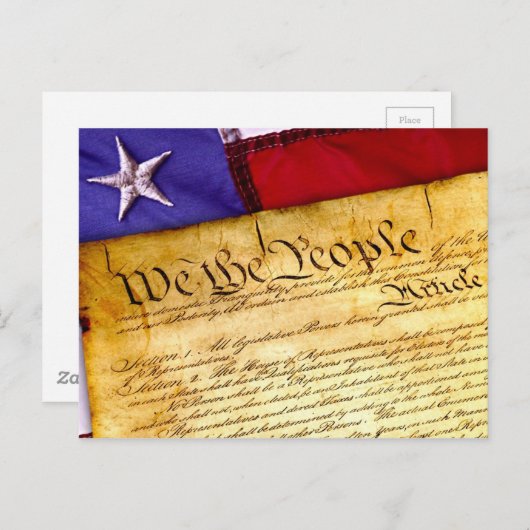 Amerikaanse grondwet en Amerikaanse vlag Briefkaart (Voorkant / Achterkant)