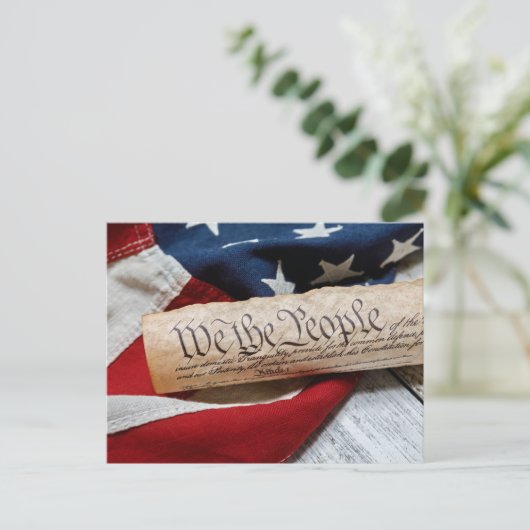 Amerikaanse grondwet en vlag briefkaart (Staand voorkant)