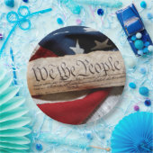 Amerikaanse grondwet en vlag papieren bordje (Feest)