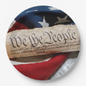 Amerikaanse grondwet en vlag papieren bordje (Voorkant)