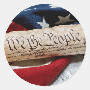 Amerikaanse grondwet en vlag ronde sticker