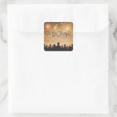 Amerikaanse grondwet met vuurwerk vierkante sticker (Tas)