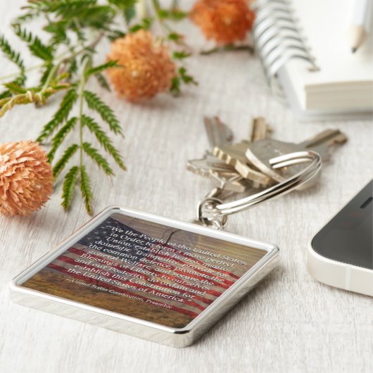 Amerikaanse grondwet - Preambule van het volk Sleutelhanger (Zijkant)