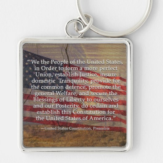  Amerikaanse grondwet - Preambule van het volk Sleutelhanger (Voorkant)