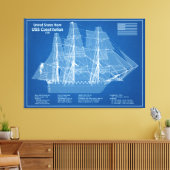 Amerikaanse grondwet - Scheepsblauwdruk plannen AB Canvas Afdruk (Insitu (Woonkamer))