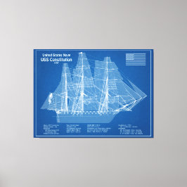 Amerikaanse grondwet - Scheepsblauwdruk plannen AB Canvas Afdruk