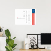 Amerikaanse grondwet tekst Amerikaanse vlag VS Poster (Thuiskantoor)
