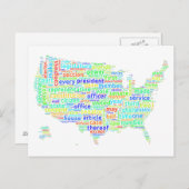 Amerikaanse grondwet Word Cloud Map op witte achte Briefkaart (Voorkant / Achterkant)