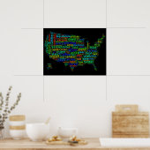 Amerikaanse grondwet Word Cloud Map op zwarte acht Poster (Keuken)