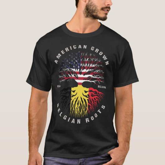 Amerikaanse Groot-Belgische Roots België vlag T-shirt (Voorkant)