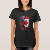 Amerikaanse Groot Canadese Roots USA Canada Flag T-shirt (Voorkant)
