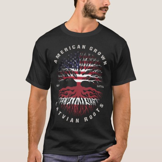Amerikaanse Groot-Letse wortels Vlag T-shirt (Voorkant)