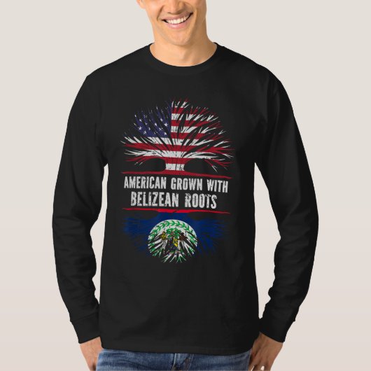 Amerikaanse Groot met Belizean Roots VS-vlag Beliz T-shirt (Voorkant)