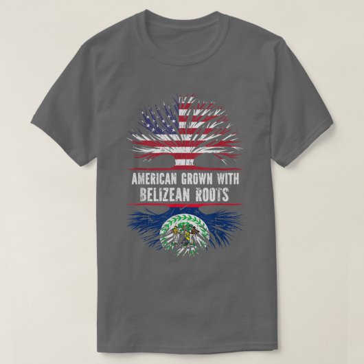 Amerikaanse Groot met Belizean Roots VS-vlag Beliz T-shirt (Design voorkant)