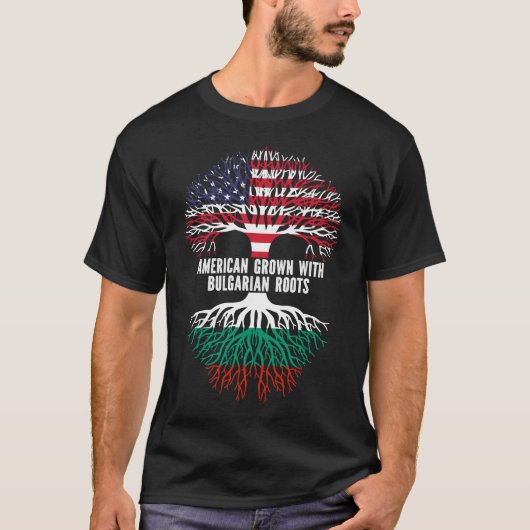 Amerikaanse Groot met Bulgaarse Roots VS-vlag T-shirt (Voorkant)