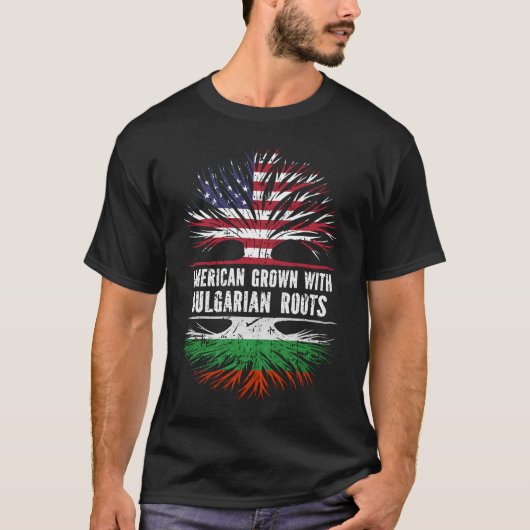 Amerikaanse Groot met Bulgaarse Roots VS-vlag T-shirt (Voorkant)