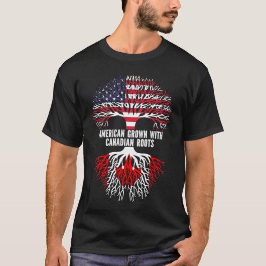 Amerikaanse Groot met Canadese Roots USA-vlag T-shirt (Voorkant)