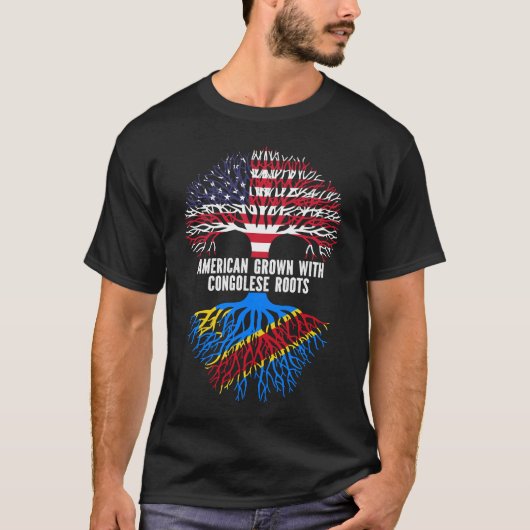 Amerikaanse Groot met Congolese Roots VS-vlag T-shirt (Voorkant)