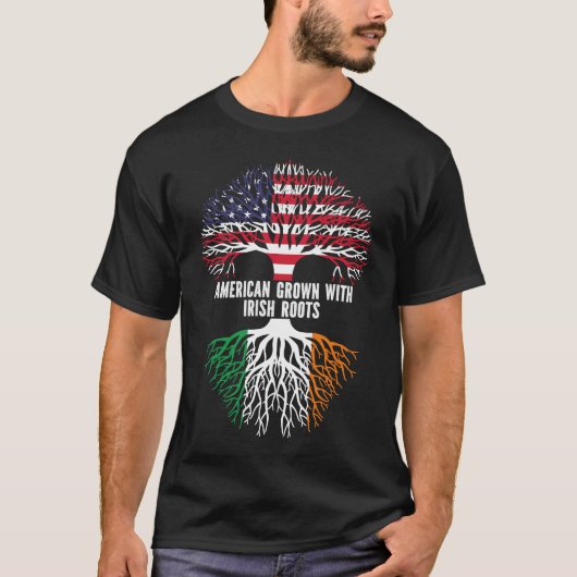 Amerikaanse Groot met Ierse Roots USA vlag T-shirt (Voorkant)
