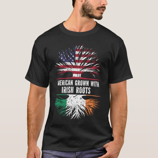 Amerikaanse Groot met Ierse Roots USA vlag T-shirt (Voorkant)